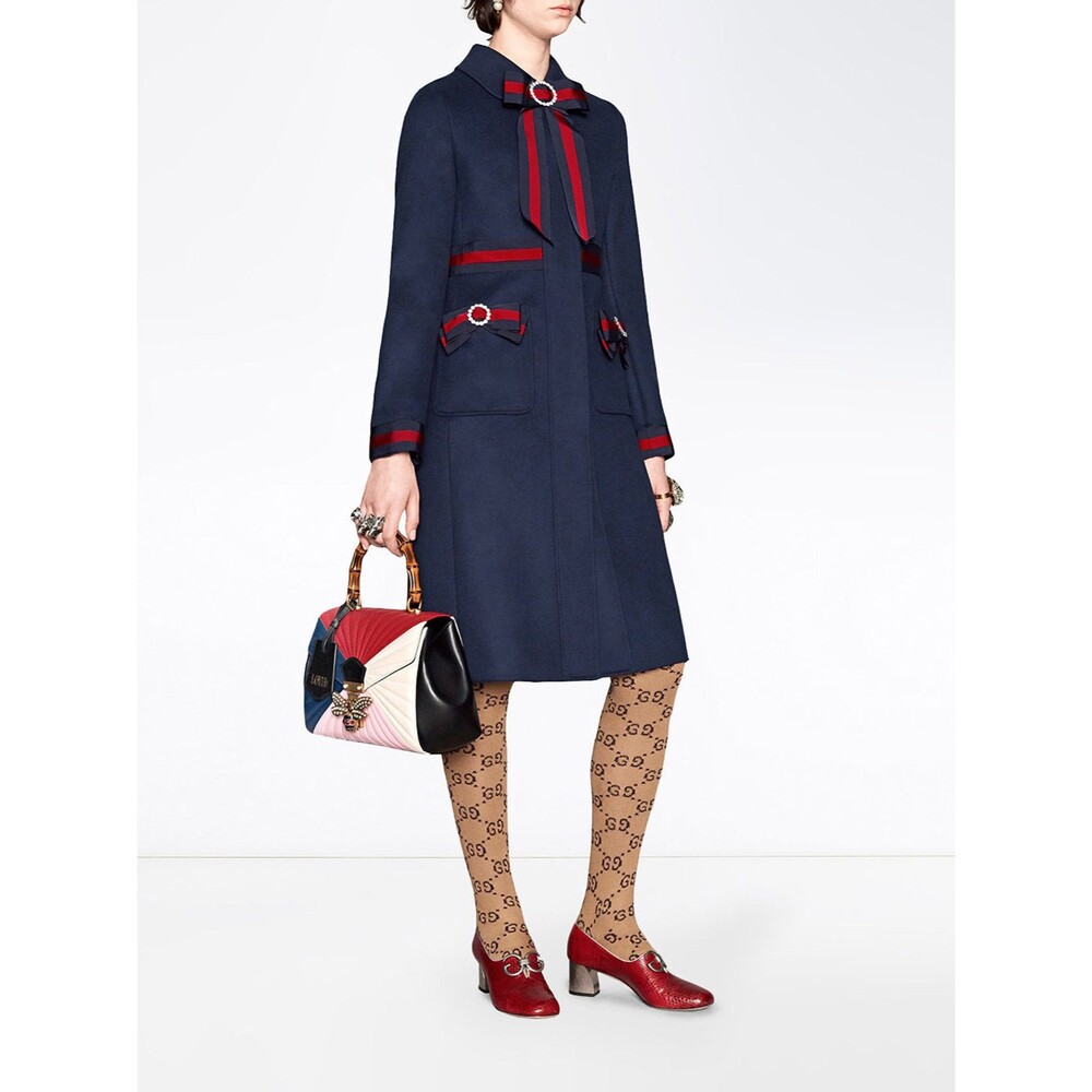 GUCCI Embellished Grosgrain-Trimmed Wool Coat, IT 40, US 4, UK 8, NWT